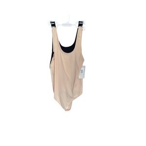 Nearly Nude 2-Pack Tank Bodysuit Black Beige In The Buff RLZ0027 Womens Medium
